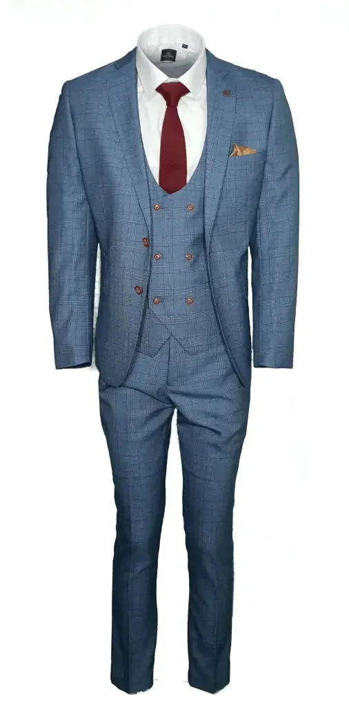 Three-Piece Suit GEORGE Light Blue Check