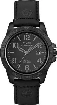 Timex Unisex Expedition Rugged Metal Field Blackout Leather Strap Watch