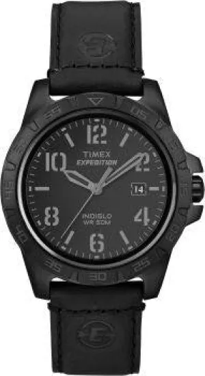 Timex Unisex Expedition Rugged Metal Field Blackout Leather Strap Watch