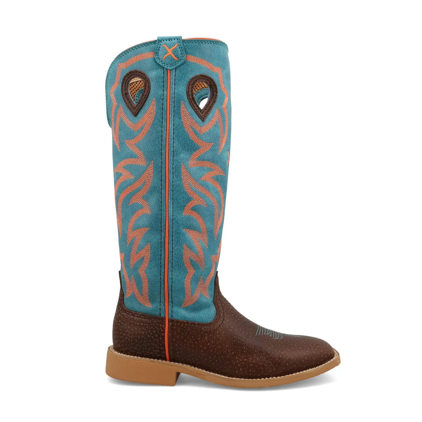 Twisted X Kids Dark Chocolate & Electric Turquoise Buckaroo Western Boot YBK0011