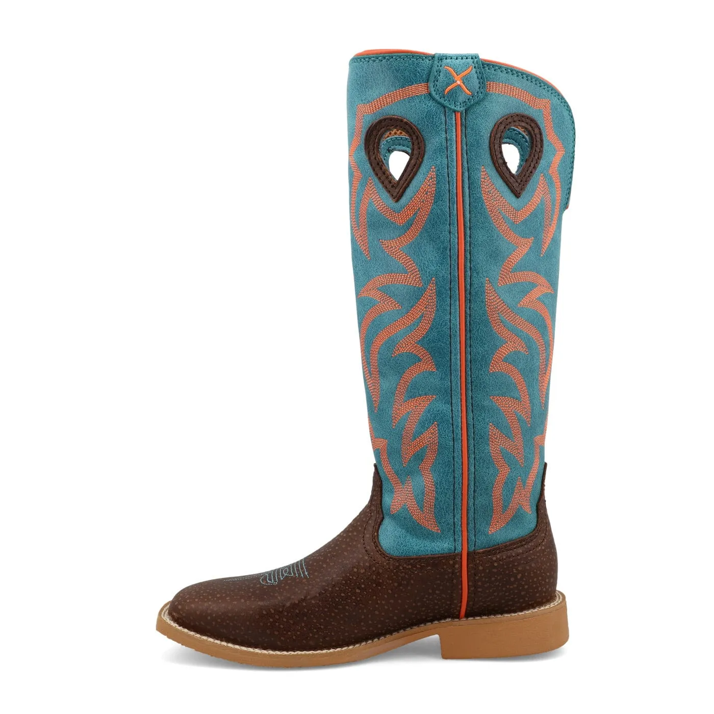 Twisted X Kids Dark Chocolate & Electric Turquoise Buckaroo Western Boot YBK0011