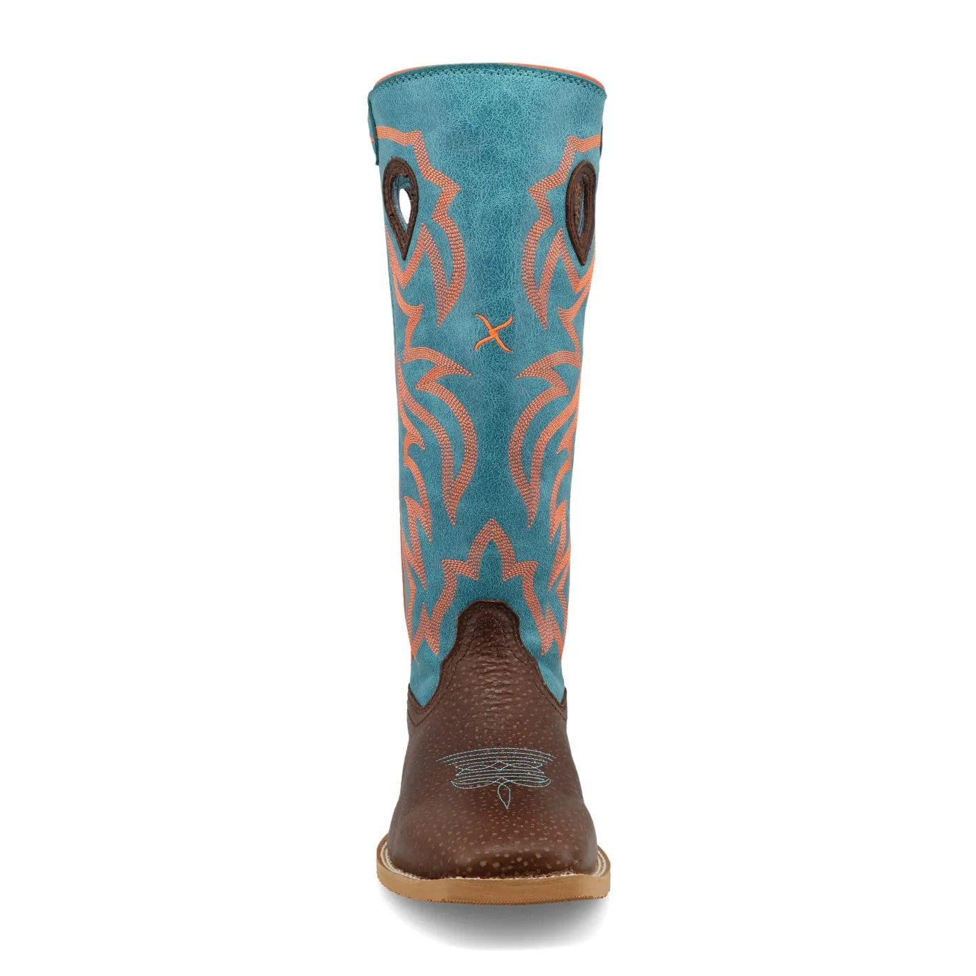 Twisted X Kids Dark Chocolate & Electric Turquoise Buckaroo Western Boot YBK0011