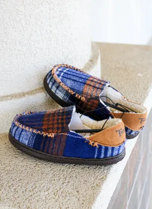 Twister Blue & Brown Boys Faux Fur Slippers