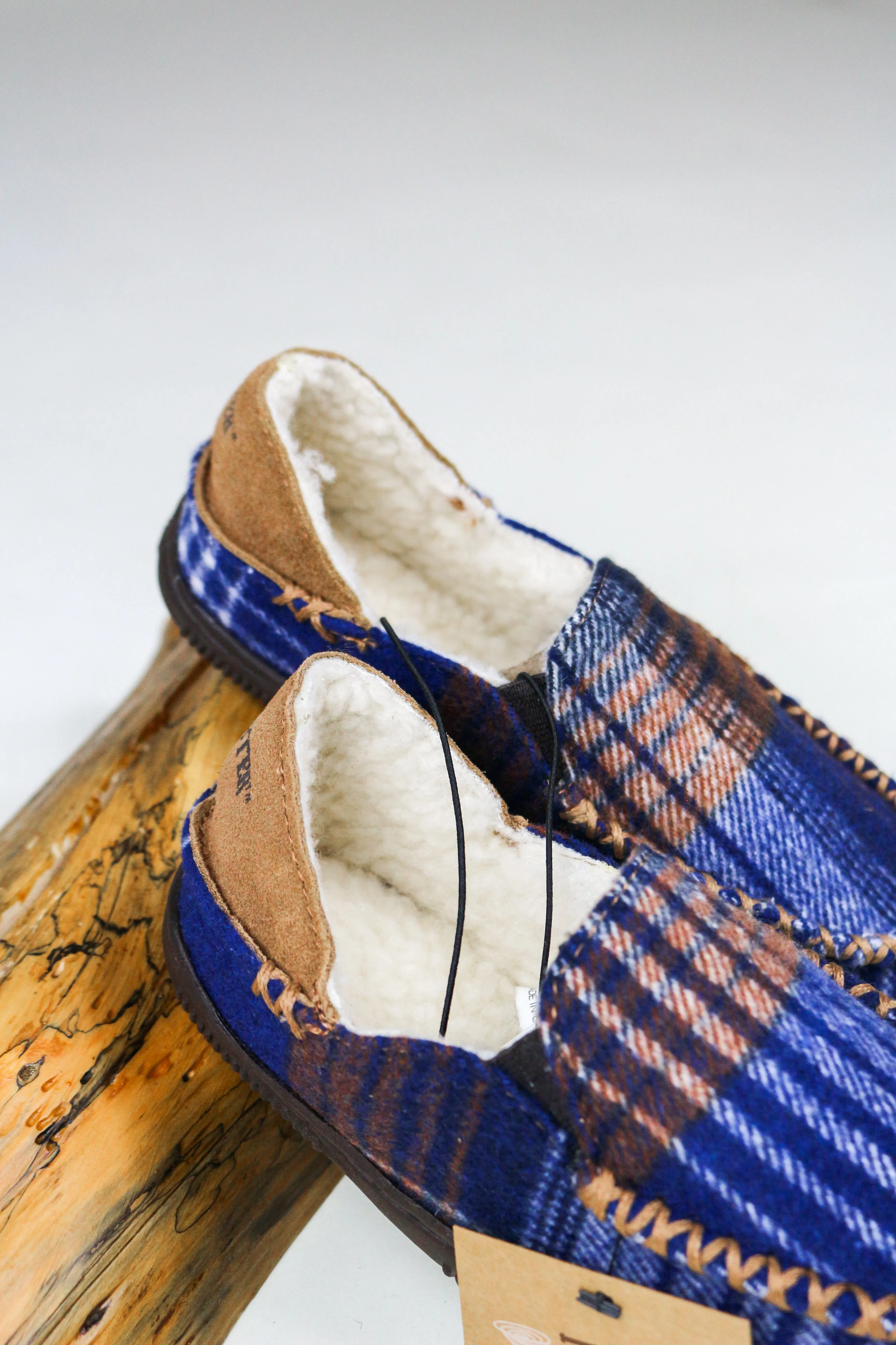 Twister Blue & Brown Boys Faux Fur Slippers