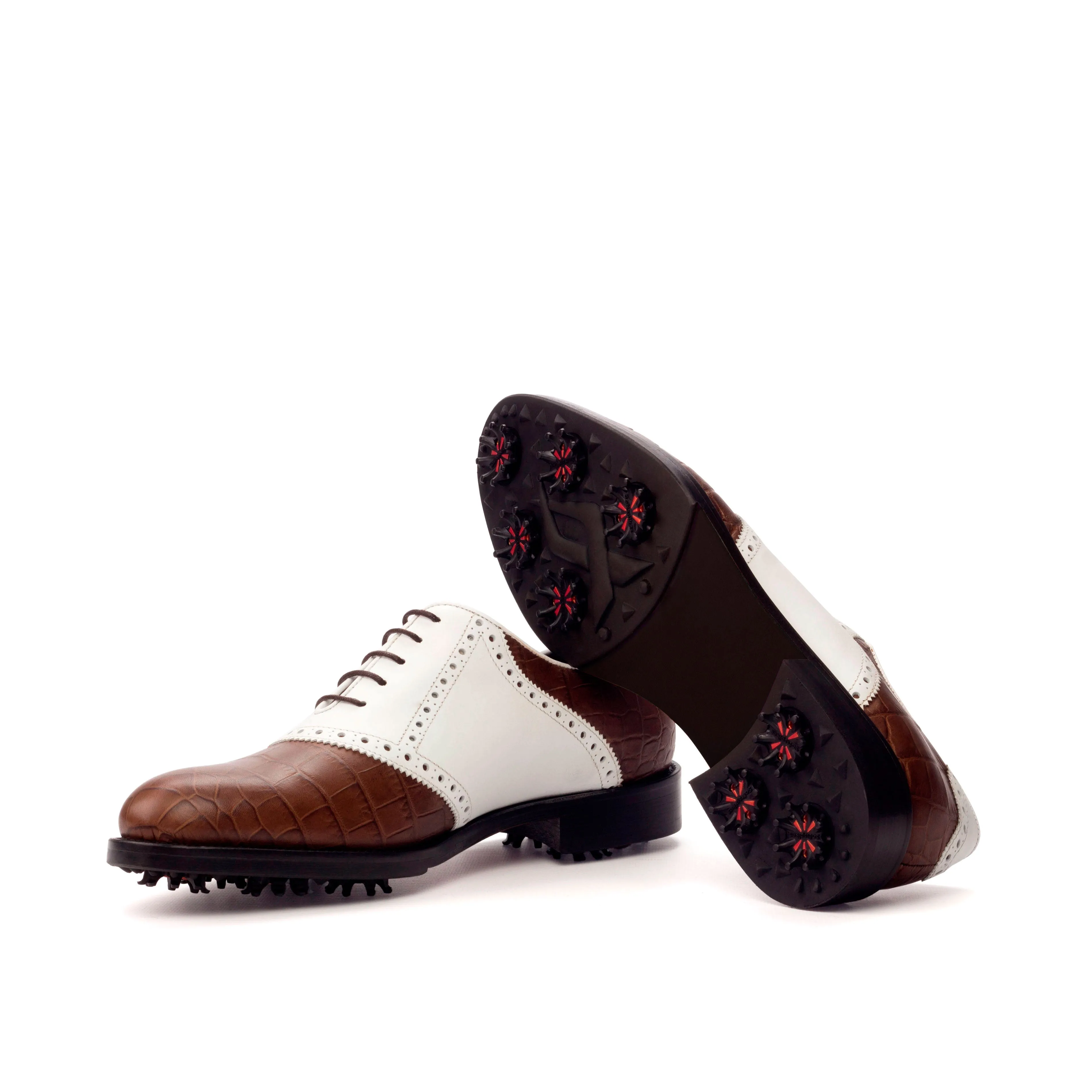 Two-Tone Calf Saddle Golf Shoes