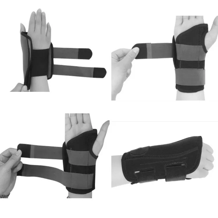 Two-Way Compression Stabilized Support Plate Wrist Brace Fracture Sprain Rehabilitation Wrist Brace, Specification: Right Hand S (Black Grey)