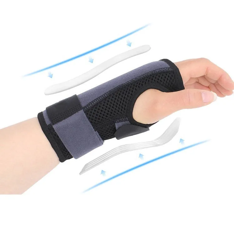 Two-Way Compression Stabilized Support Plate Wrist Brace Fracture Sprain Rehabilitation Wrist Brace, Specification: Right Hand S (Black Grey)