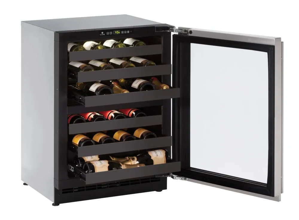 U-Line U2224ZWCS15B 2224zwc 24" Dual-zone Wine Refrigerator With Stainless Frame Finish and Left-hand Hinge Door Swing and Lock (115 V/60 Hz)