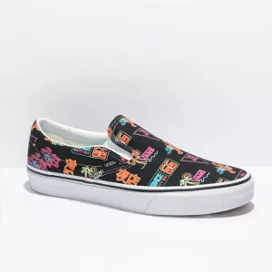 Vans | Slip On Shoes | Black & Neon