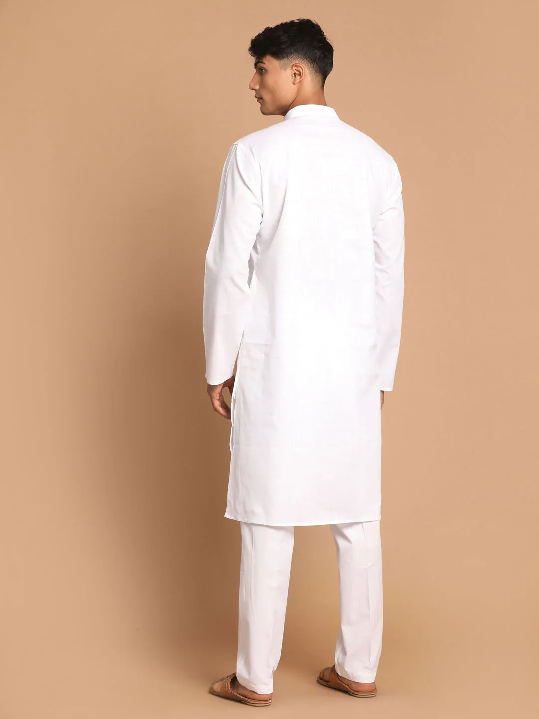 VASTRAMAY White Kurta Set with Prayer Cap