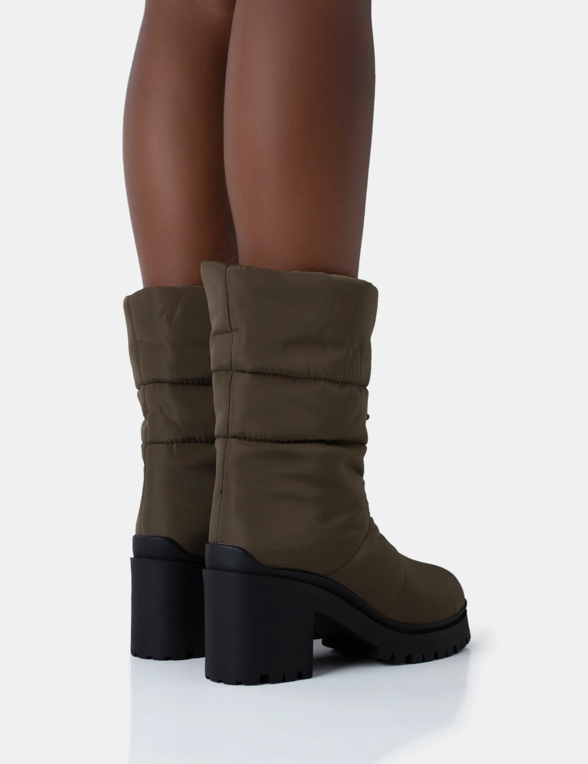 Vine Khaki Nylon Padded Toggle Ankle Boots