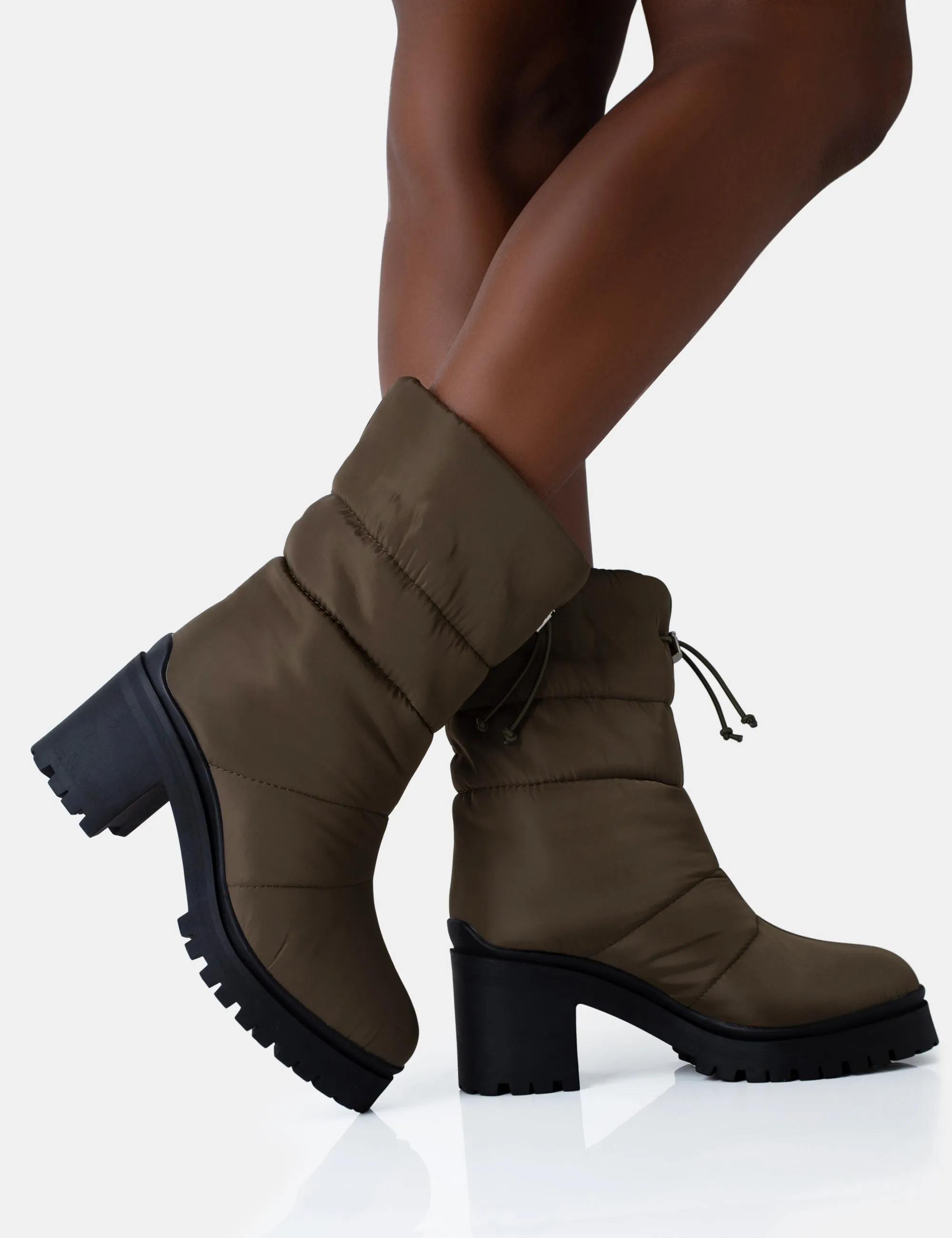 Vine Khaki Nylon Padded Toggle Ankle Boots