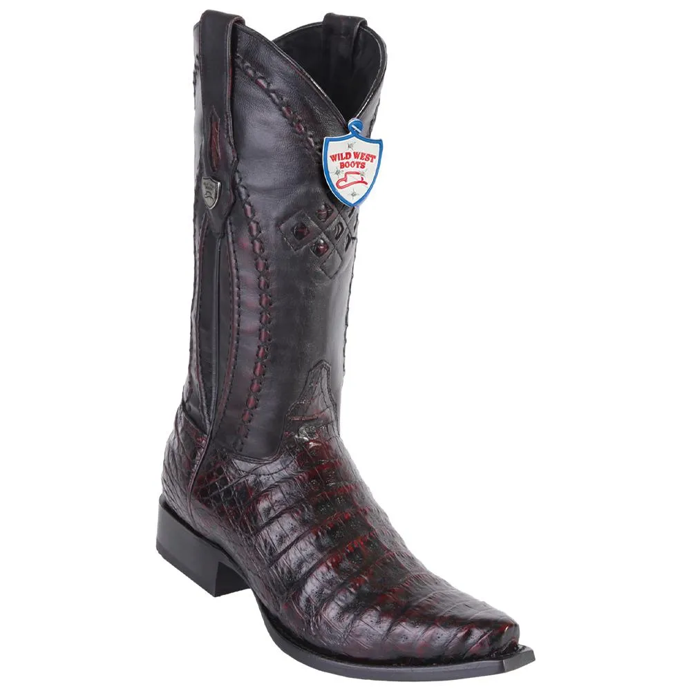 Wild West Boots #2948218 Men's | Color Black Cherry | Men's Wild West Caiman Belly Boots Snip Toe Handcrafted