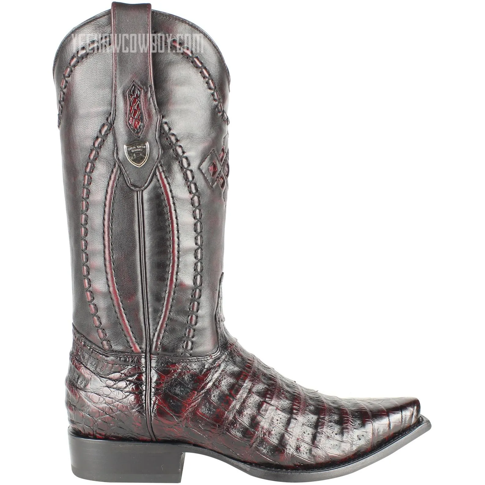 Wild West Boots #2948218 Men's | Color Black Cherry | Men's Wild West Caiman Belly Boots Snip Toe Handcrafted