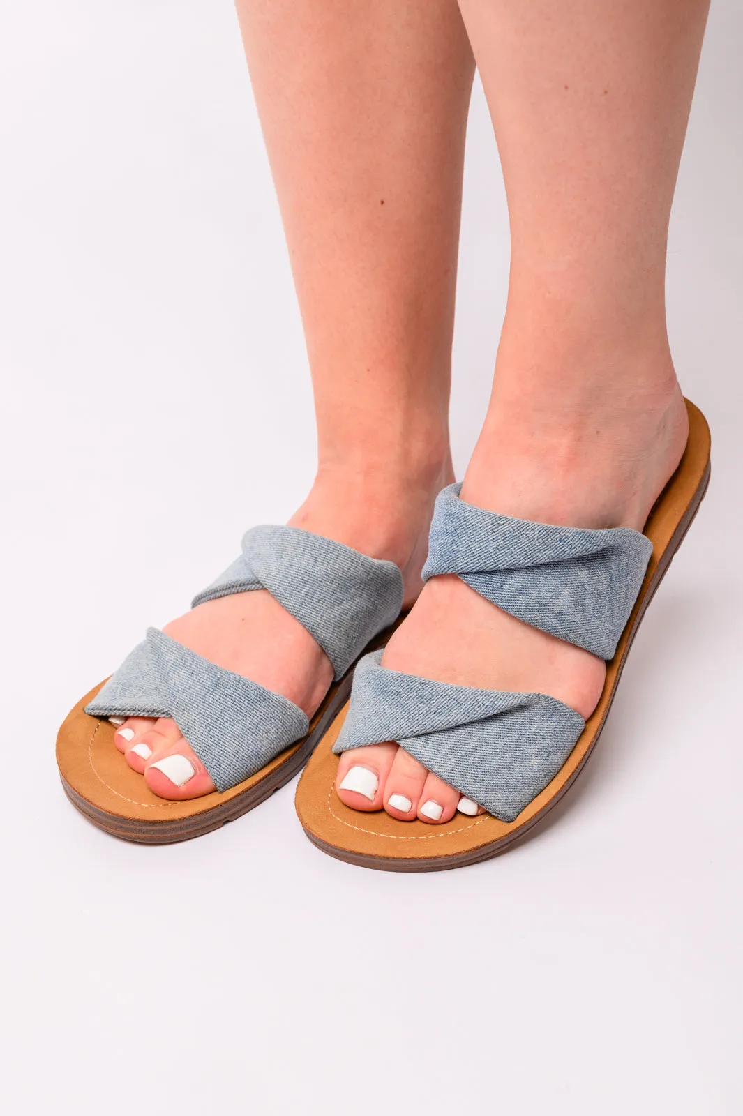 With a Twist Sandal in Denim - CORKYS