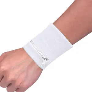 With Zipper Wrist Wallet Key Coin Wrist Bag Personalized Wrist Guard(White)