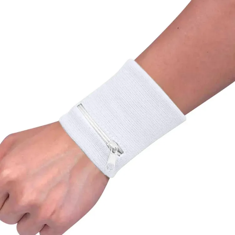 With Zipper Wrist Wallet Key Coin Wrist Bag Personalized Wrist Guard(White)