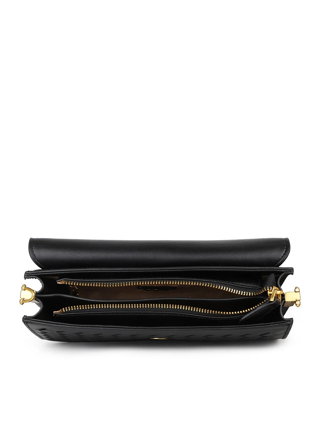 Women Black Textured Clutch