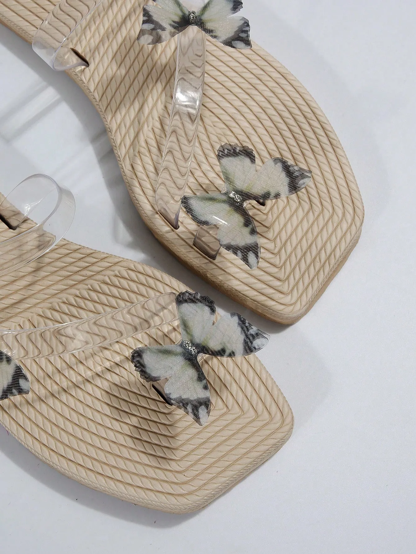 Women's Fashionable See-through Strap & Butterfly Decor Eva Flat Sandals For Holiday