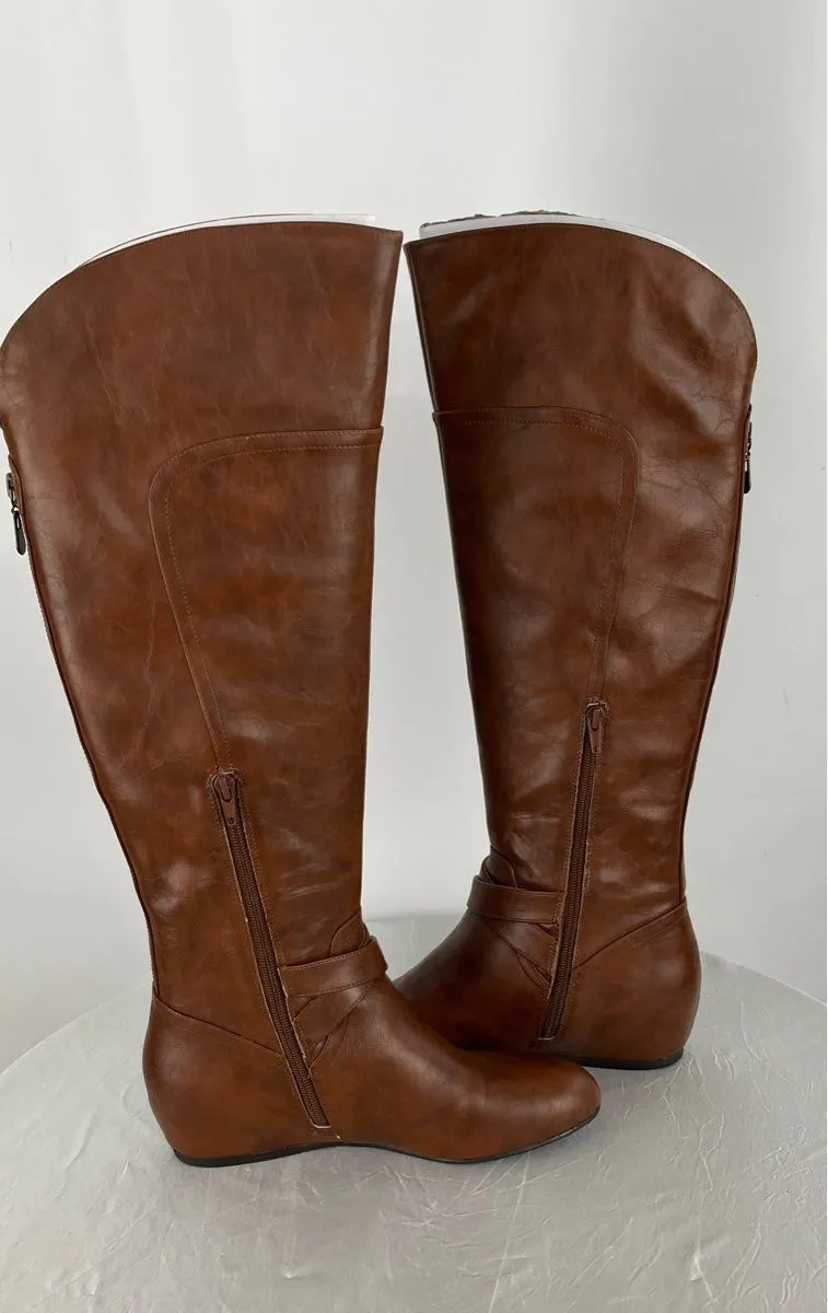 Women's Guess GG Ganik Medium Brown Leather Boots Size 8.5M