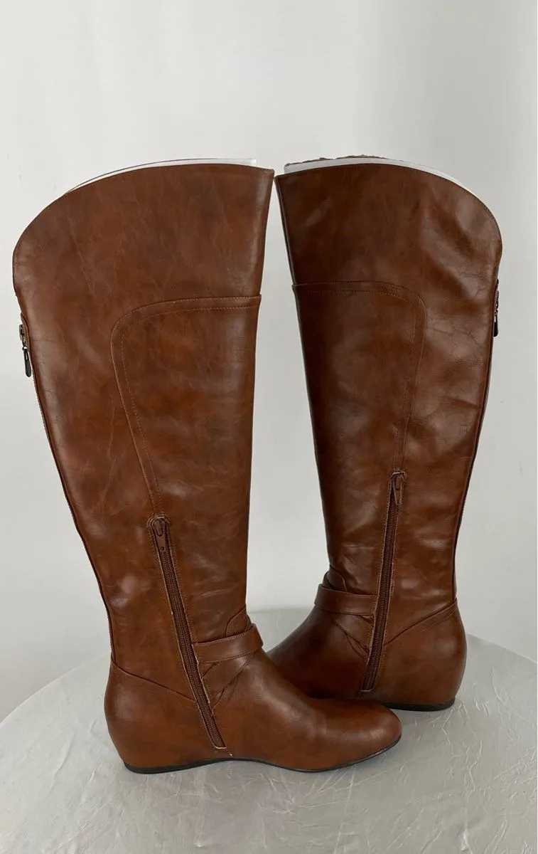 Women's Guess GG Ganik Medium Brown Leather Boots Size 8.5M