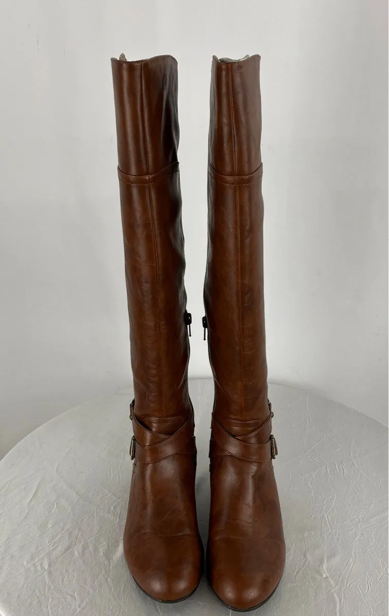 Women's Guess GG Ganik Medium Brown Leather Boots Size 8.5M