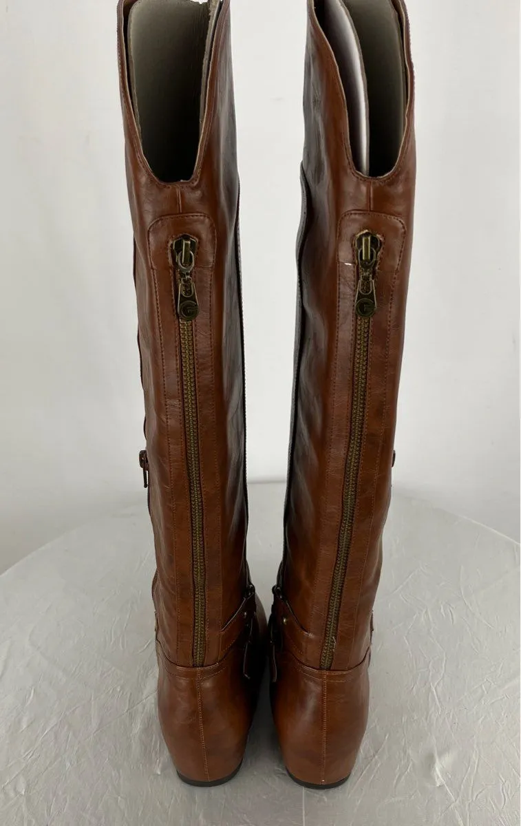 Women's Guess GG Ganik Medium Brown Leather Boots Size 8.5M