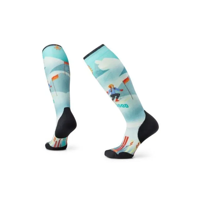 Women's Ski Targeted Cushion Snow Bunny Print Over The Calf Socks